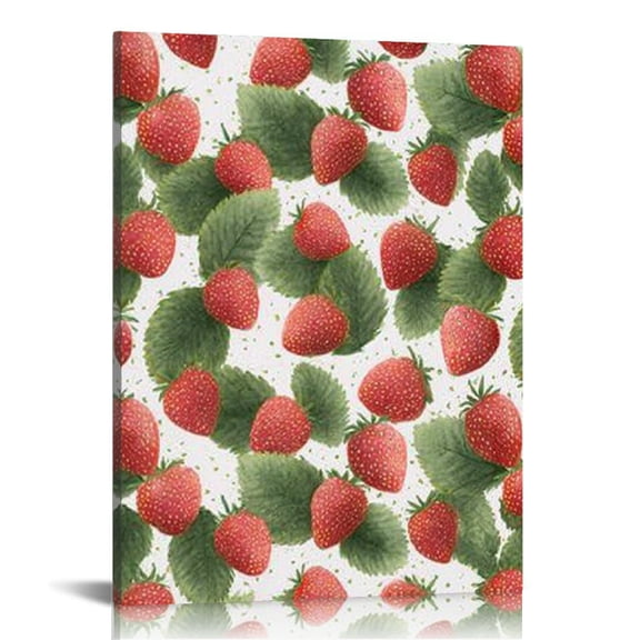 RKSupls Pink Strawberry Canvas Wall Art, Canvas Prints Wall Art for Living Room Bedroom Bathroom Office, Art Print Painting for Home Decorations,12x16in