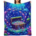 RKSupls Pixel Treasure Chest Underwater Soft Flannel Throw Blanket ...