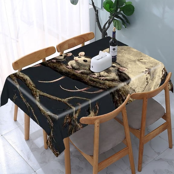 RKSupls Possums Moon Tree Rectangle Dining Tablecloth, Washable Wipeable Stain & Wrinkle Resistant Polyester Tablecloth for Kitchen Picnic Party