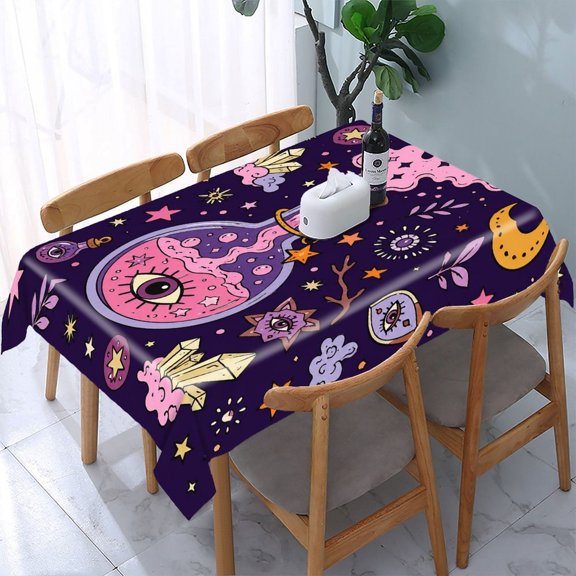RKSupls Potion Bottle Mystical Rectangle Dining Tablecloth, Washable Wipeable Stain & Wrinkle Resistant Polyester Tablecloth for Kitchen Picnic Party