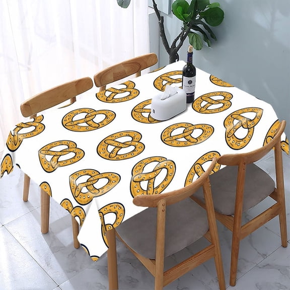 RKSupls Pretzel Pattern Seamless Rectangle Dining Tablecloth, Washable Wipeable Stain & Wrinkle Resistant Polyester Tablecloth for Kitchen Picnic Party