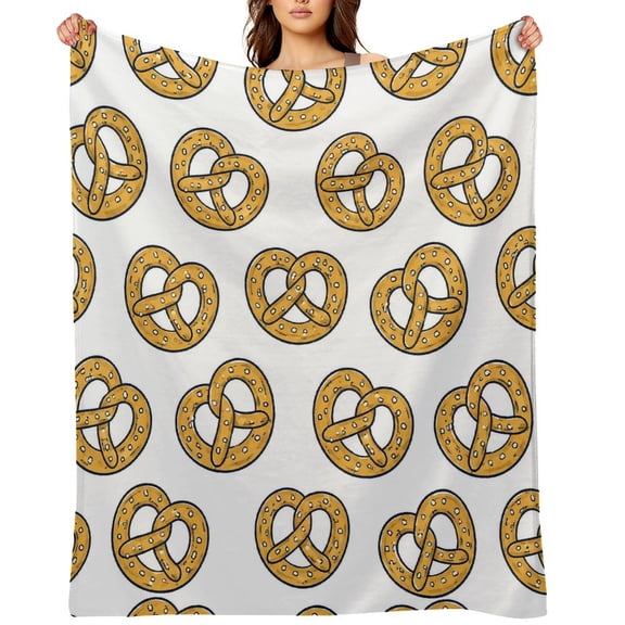 RKSupls Pretzel Pattern Seamless Soft Flannel Throw Blanket, Lightweight Fuzzy Warm Cozy Blanket for Couch Bed Home Travel Decor