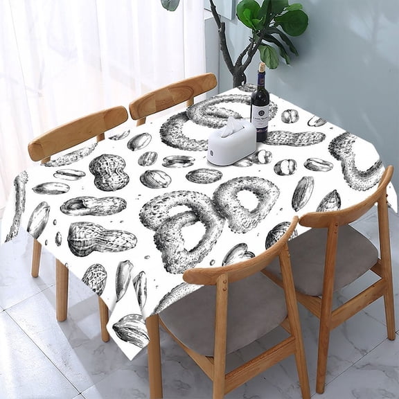 RKSupls Pretzel Peanut Snack Pattern Rectangle Dining Tablecloth, Washable Wipeable Stain & Wrinkle Resistant Polyester Tablecloth for Kitchen Picnic Party