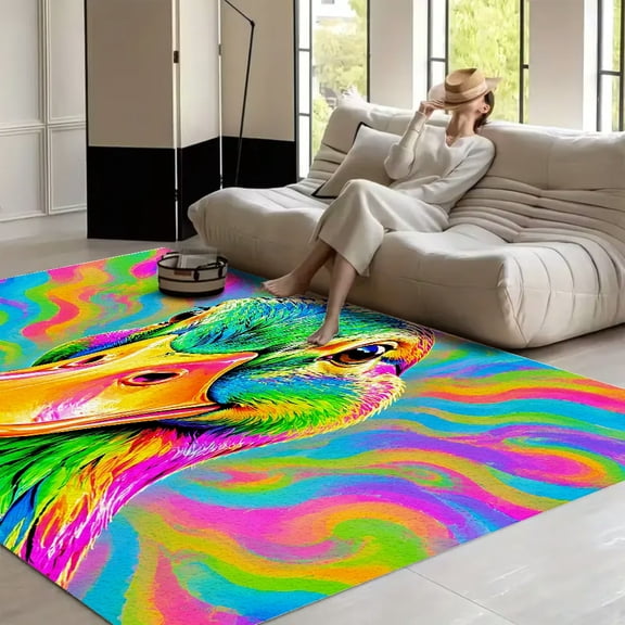 RKSupls Psychedelic Duck Portrait  Soft Fluffy Velvet Area Rug   for Living Room Bedroom, Non-Slip Washable Carpet, Modern Minimalist Home Decor Floor Mat