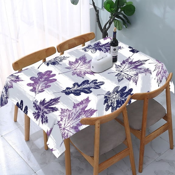 RKSupls Purple Autumn Leaf Pattern Rectangle Dining Tablecloth, Washable Wipeable Stain & Wrinkle Resistant Polyester Tablecloth for Kitchen Picnic Party
