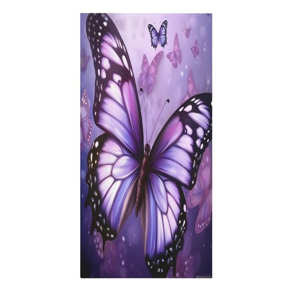 RKSupls Purple Butterflies Magic Glow Microfiber Beach Towel Absorbent Compact Towels for Swimming Pool Beach Travel Things for Vacation Essentials Adult Gift,61.4×30.3Inch