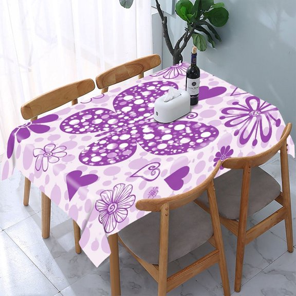 RKSupls Purple Butterfly Flowers Rectangle Dining Tablecloth, Washable Wipeable Stain & Wrinkle Resistant Polyester Tablecloth for Kitchen Picnic Party