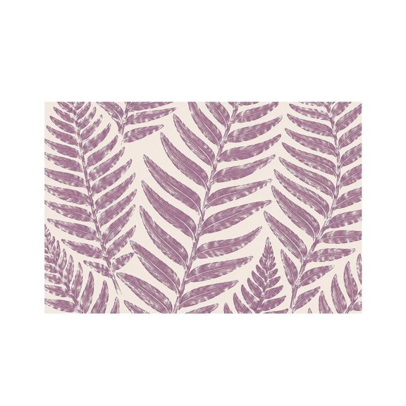 RKSupls Purple Fern Botanical Pattern Linen Placemats 30x45cm Straight Edge Stain Resistant Washable Non-Slip Table Mats Table for Kitchen Dining Room Home