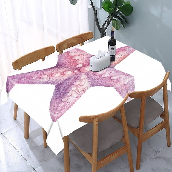RKSupls Purple Starfish Watercolor Rectangle Dining Tablecloth, Washable Wipeable Stain & Wrinkle Resistant Polyester Tablecloth for Kitchen Picnic Party