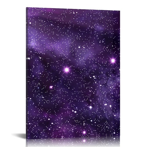 RKSupls Purple Stars Light Beam Ready to Hang, Wall Decor
, Canvas Print Bathroom Bedroom Kitchen Dining Room Entryway Wall Decor Prints