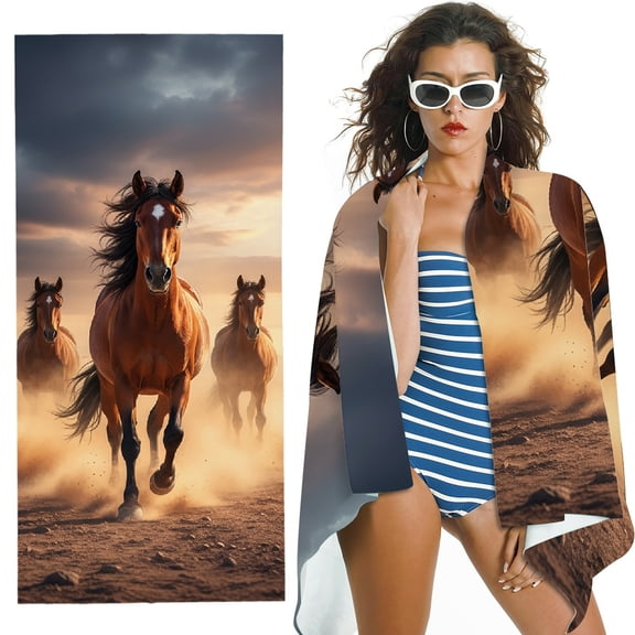 RKSupls Quick Dry Sand-Free Large Pool Beach Towel
- Running Horse Wild Animal Print, Ultra-Soft Microfiber for Bathroom, beach, Soft Super Absorbent- 30x60 in