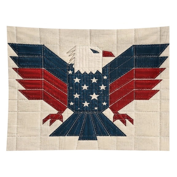 RKSupls Quilted Eagle Patchwork Americana Polyester Wall Tapestry Anti Wrinkle Art Hanging Decor for Bedroom Living Room Home Holiday Decoration Gift