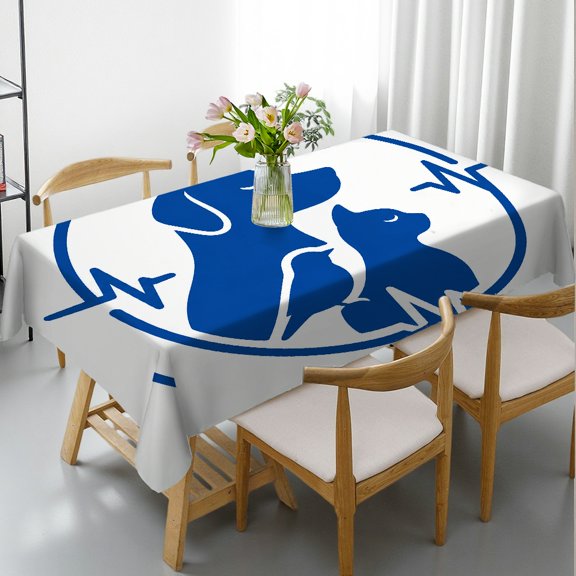 RKSupls RKSupls Rectangle Tablecloth - Dog Cat Bird Heartbeat Circle Logo Print, Kitchen Accessories Polyester Tablecloths Rectangle Tablecloth, Ideal for Kitchen Picnic Party