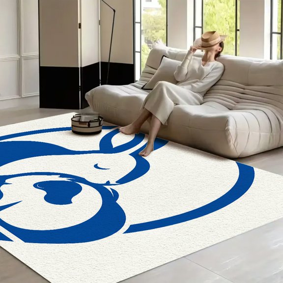 RKSupls Rabbit Cat Heartbeat Circle Logo Soft Fluffy Velvet Area Rug for Living Room Bedroom, Non-Slip Washable Carpet, Modern Minimalist Home Decor Floor Mat