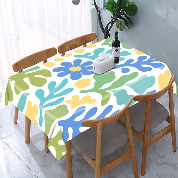 RKSupls Rainbow Blob Seamless Pattern Rectangle Dining Tablecloth, Washable Wipeable Stain & Wrinkle Resistant Polyester Tablecloth for Kitchen Picnic Party