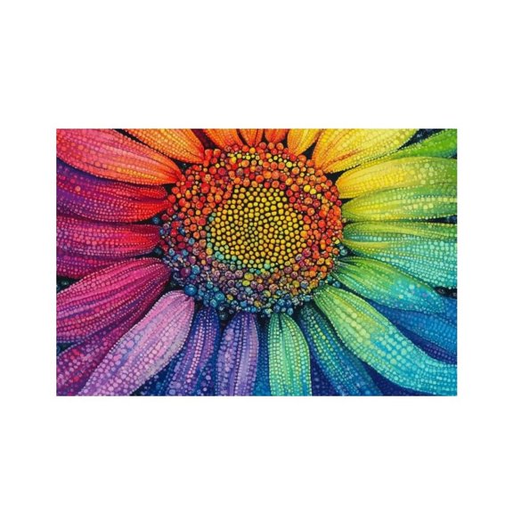 RKSupls Rainbow Dots Flower Art Linen Placemats 30x45cm Straight Edge Stain Resistant Washable Non-Slip Table Mats Table for Kitchen Dining Room Home