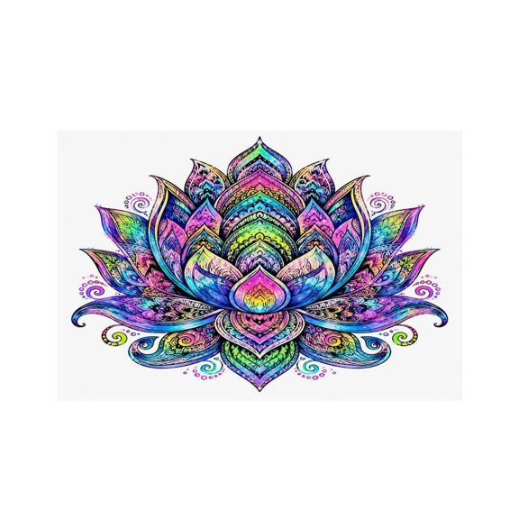 RKSupls Rainbow Mandala Flower Linen Placemats 30x45cm Straight Edge Stain Resistant Washable Non-Slip Table Mats Table for Kitchen Dining Room Home