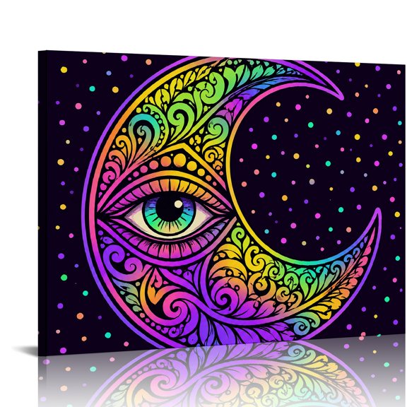 RKSupls Rainbow Moon Eye  Modern Wall Decor,  Ready to Hang,  Bathroom Wall Art Bathroom Bedroom Kitchen Hallway Wall Decor Prints