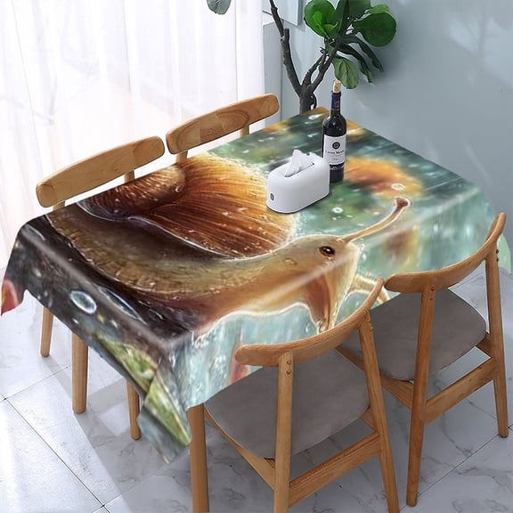 RKSupls Rainy Snail Garden Rectangle Dining Tablecloth, Washable Wipeable Stain & Wrinkle Resistant Polyester Tablecloth for Kitchen Picnic Party