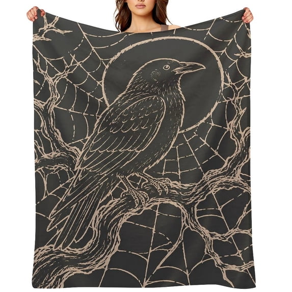 Spiter House RKSupls Raven Spider Web Tree Vintage Soft Flannel Throw Blanket ...