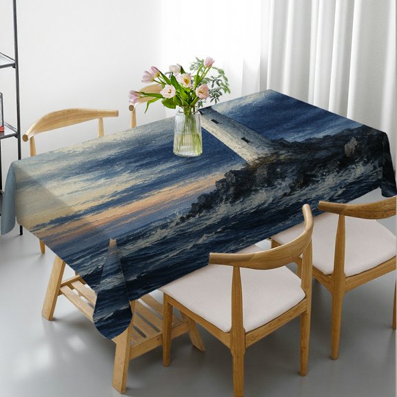 RKSupls Rectangle Dining Tablecloth - Autumn Birch Forest Golden Path Scene Print, Holiday Party Tablecloth Machine-Made Rectangle Dining Tablecloth, Ideal for Kitchen Picnic Party