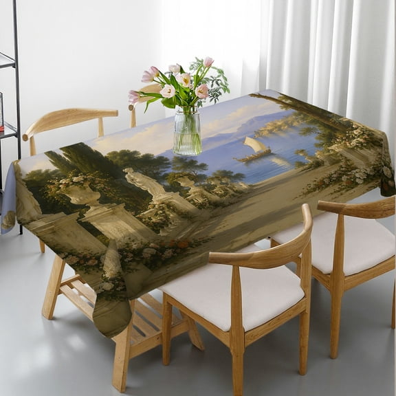 RKSupls Rectangle Dining Tablecloth - Classical Musewith Lyre Under Olive Tree Print, Festive Table Setting Holiday Party Tablecloth Rectangle Dining Tablecloth, Ideal for Kitchen Picnic Party