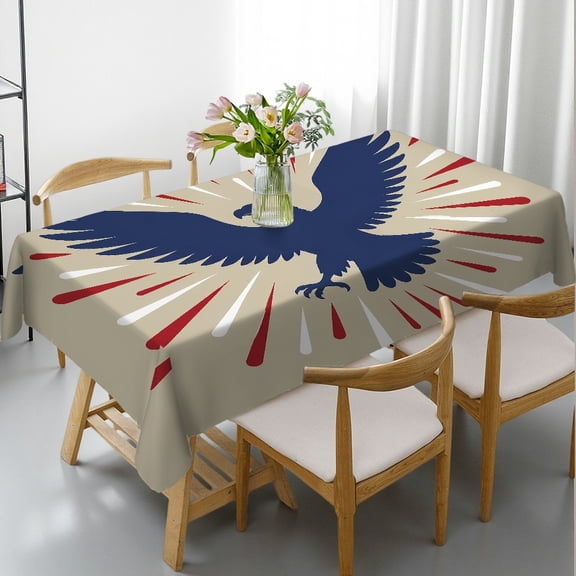 RKSupls Rectangle Dining Tablecloth - Eagle With Fireworks Burst Print, Holiday Party Tablecloth Polyester Tablecloths Rectangle Dining Tablecloth, Kitchen Picnic Party
