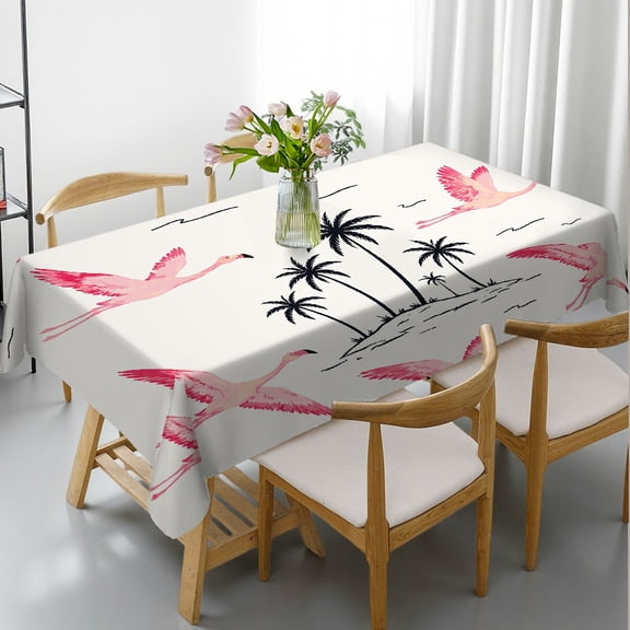 RKSupls Rectangle Dining Tablecloth - Flying Flamingos Over Island Print, Festive Table Setting Holiday Party Tablecloth Rectangle Dining Tablecloth, Ideal for Kitchen Picnic Party