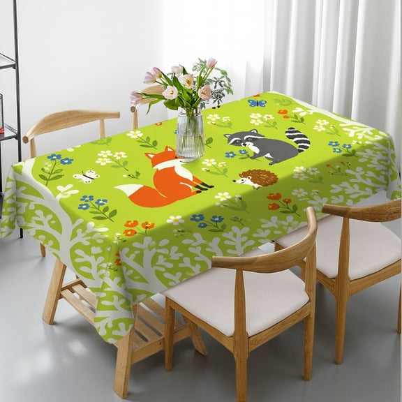 RKSupls Rectangle Dining Tablecloth - Fox and Raccoon Forest Friends Print, Holiday Party Tablecloth Kitchen Accessories Rectangle Dining Tablecloth, Ideal for Kitchen Picnic Party