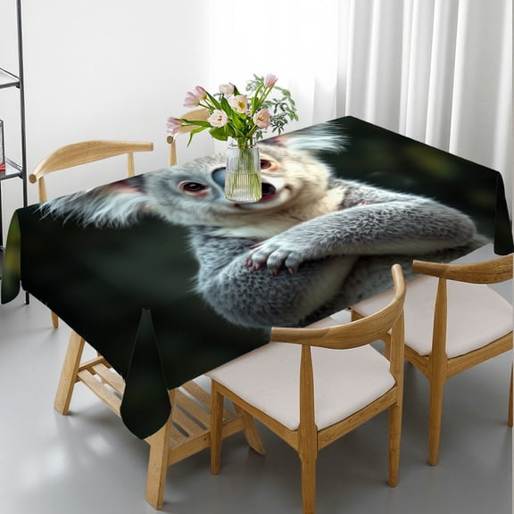 RKSupls Rectangle Dining Tablecloth Koala Animal Print, Washable Wipeable Stain & Wrinkle Resistant Polyester Tablecloth for Kitchen Picnic Party