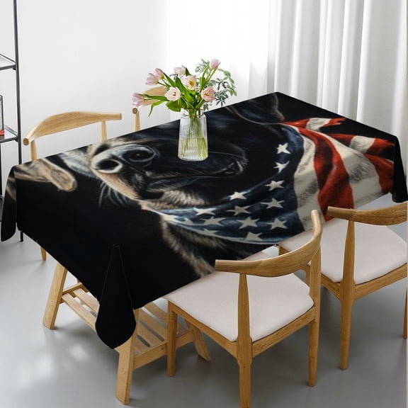 RKSupls Rectangle Dining Tablecloth, Labrador Flag Bandana Animal Print, Washable Wipeable Stain & Wrinkle Resistant Polyester Tablecloth for Kitchen Picnic Party