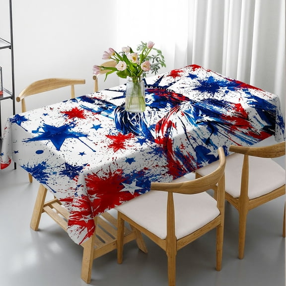 RKSupls Rectangle Dining Tablecloth - Liberty Splatter Stars Paint Print, Holiday Party Tablecloth Festive Table Setting Rectangle Dining Tablecloth, Ideal for Kitchen Picnic Party