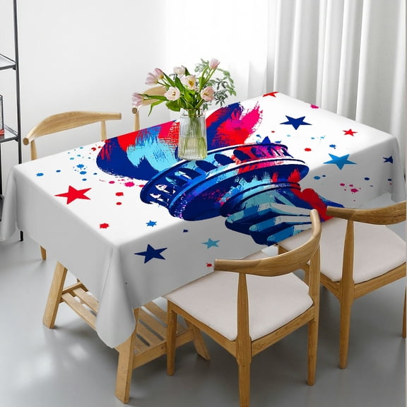 RKSupls Rectangle Dining Tablecloth - Liberty Torch Brush Stroke Print, Machine-Made 2D Flat Printing Rectangle Dining Tablecloth, Kitchen Picnic Party
