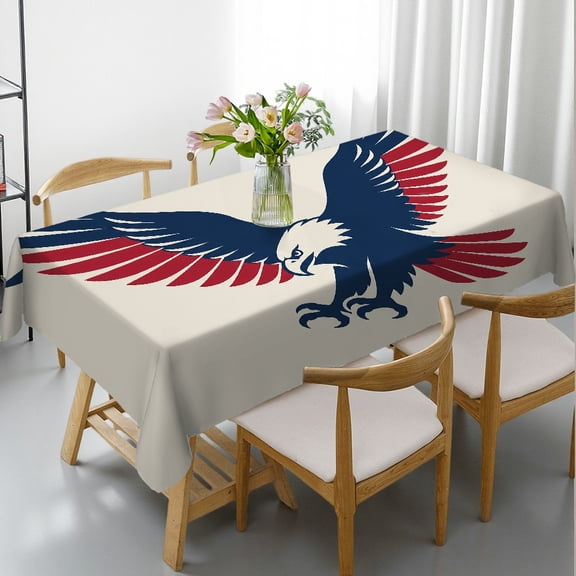 RKSupls Rectangle Dining Tablecloth - Majestic Eagle Wings Spread Print, Kitchen Accessories Machine-Made Rectangle Dining Tablecloth, Kitchen Picnic Party