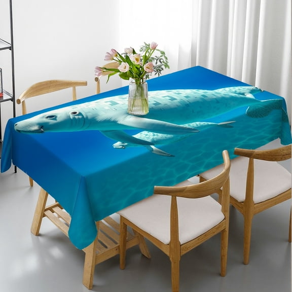 RKSupls Rectangle Dining Tablecloth Manatee Underwater Animal Print, Washable Wipeable Stain & Wrinkle Resistant Polyester Tablecloth for Kitchen Picnic Party