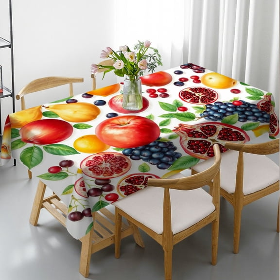 RKSupls Rectangle Dining Tablecloth Mixed Fruit Pomegranate Food Print, Washable Wipeable Stain & Wrinkle Resistant Polyester Tablecloth for Kitchen Picnic Party