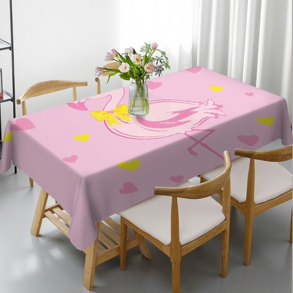 RKSupls Rectangle Dining Tablecloth - Princess Flamingo With Crown Print,  Holiday-Themed Design Holiday Party Tablecloth Rectangle Dining Tablecloth, Ideal for Kitchen Picnic Party