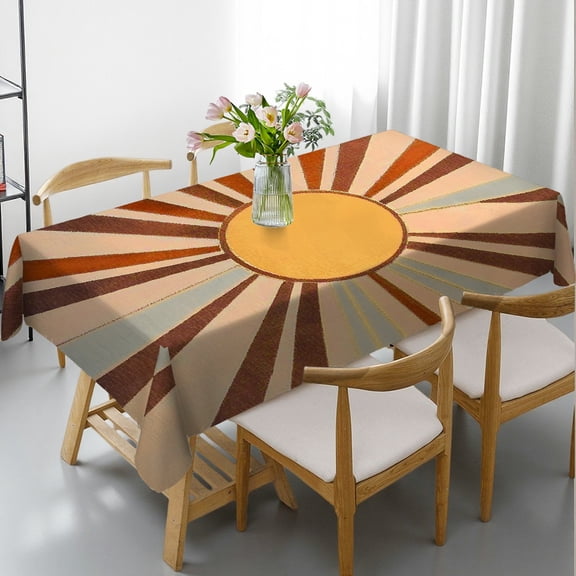 RKSupls Rectangle Dining Tablecloth Radiate Rilliant Light, Washable Wipeable Stain & Wrinkle Resistant Polyester Tablecloth for Kitchen Picnic Party
