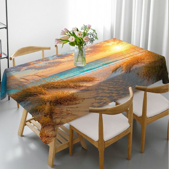 RKSupls Rectangle Dining Tablecloth - Sand Dunes Beach Path Print, Kitchen Accessories Festive Table Setting Rectangle Dining Tablecloth, Ideal for Kitchen Picnic Party