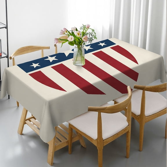 RKSupls Rectangle Dining Tablecloth - Shield Stars Stripes Print,  Holiday-Themed Design Machine-Made Rectangle Dining Tablecloth, Kitchen Picnic Party