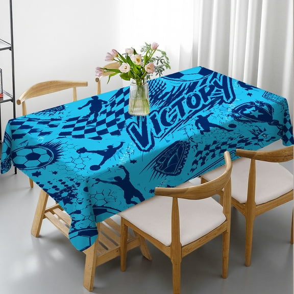 RKSupls Rectangle Dining Tablecloth - Soccer Victory Goal Collage Print, Polyester Tablecloths Holiday-Themed Design Rectangle Dining Tablecloth, Ideal for Kitchen Picnic Party