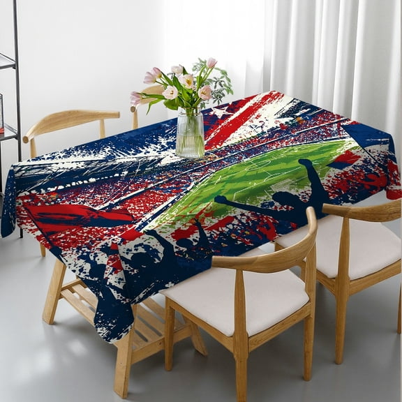 RKSupls Rectangle Dining Tablecloth - Stadium Crowd With American Flag Overlay Print, Festive Table Setting Machine-Made Rectangle Dining Tablecloth, Ideal for Kitchen Picnic Party