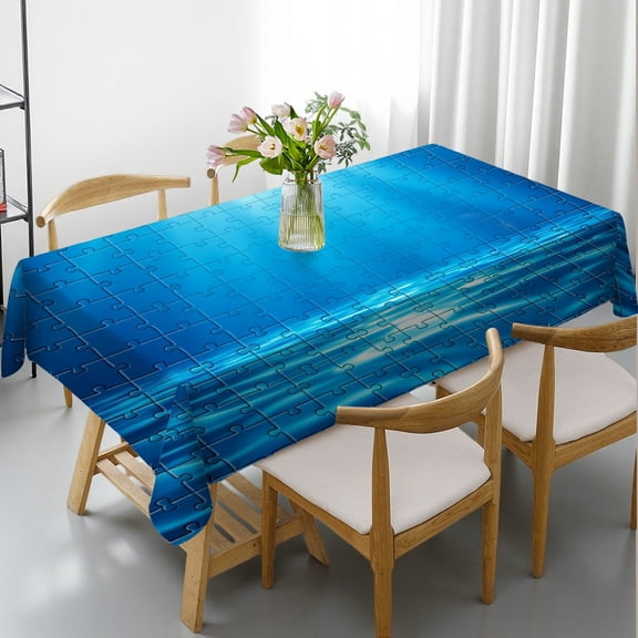 RKSupls Rectangle Dining Tablecloth Underwater Light Ocean Print, Washable Wipeable Stain & Wrinkle Resistant Polyester Tablecloth for Kitchen Picnic Party