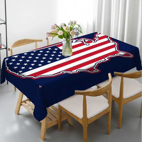 RKSupls Rectangle Dining Tablecloth - United States Map Flag Print, 2D Flat Printing Machine-Made Rectangle Dining Tablecloth, Kitchen Picnic Party