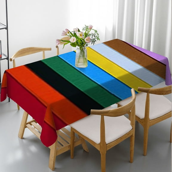 RKSupls Rectangle Dining Tablecloth Vibrant Rainbow Stripe Print, Washable Wipeable Stain & Wrinkle Resistant Polyester Tablecloth for Kitchen Picnic Party