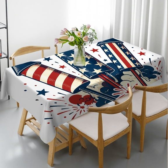 RKSupls Rectangle Dining Tablecloth - Vintage Fireworks Rockets Print, 2D Flat Printing Holiday Party Tablecloth Rectangle Dining Tablecloth, Ideal for Kitchen Picnic Party