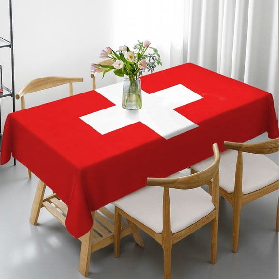 RKSupls Rectangle Dining Tablecloth - flag switzerland Print, Polyester Tablecloths 2D Flat Printing Rectangle Dining Tablecloth, Kitchen Picnic Party