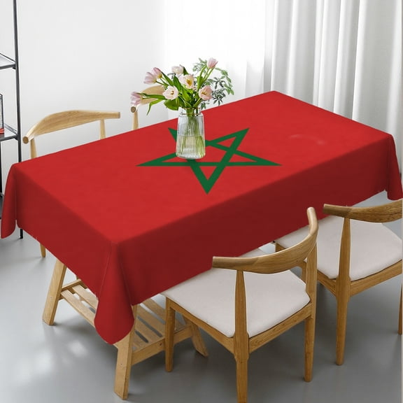 RKSupls Rectangle Dining Tablecloth - morocco flag Print, Kitchen Accessories Polyester Tablecloths Rectangle Dining Tablecloth, Kitchen Picnic Party