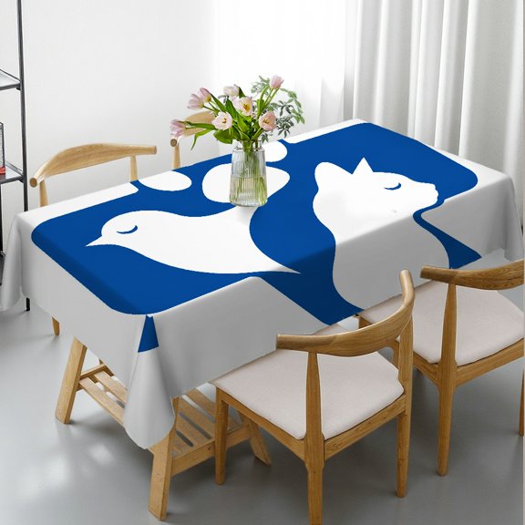 RKSupls Rectangle Tablecloth - Cat Bird Paw Cross Medical Logo Print, Machine-Made 2D Flat Printing Rectangle Tablecloth, Ideal for Kitchen Picnic Party