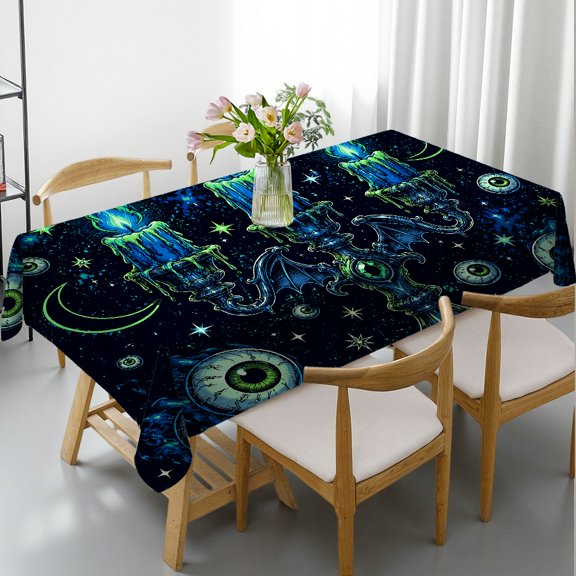 RKSupls Rectangle Tablecloth - Neon Eye Crystal Flame Star Trippy Pattern Print, Holiday Party Tablecloth  Holiday-Themed Design Rectangle Tablecloth, Ideal for Kitchen Picnic Party